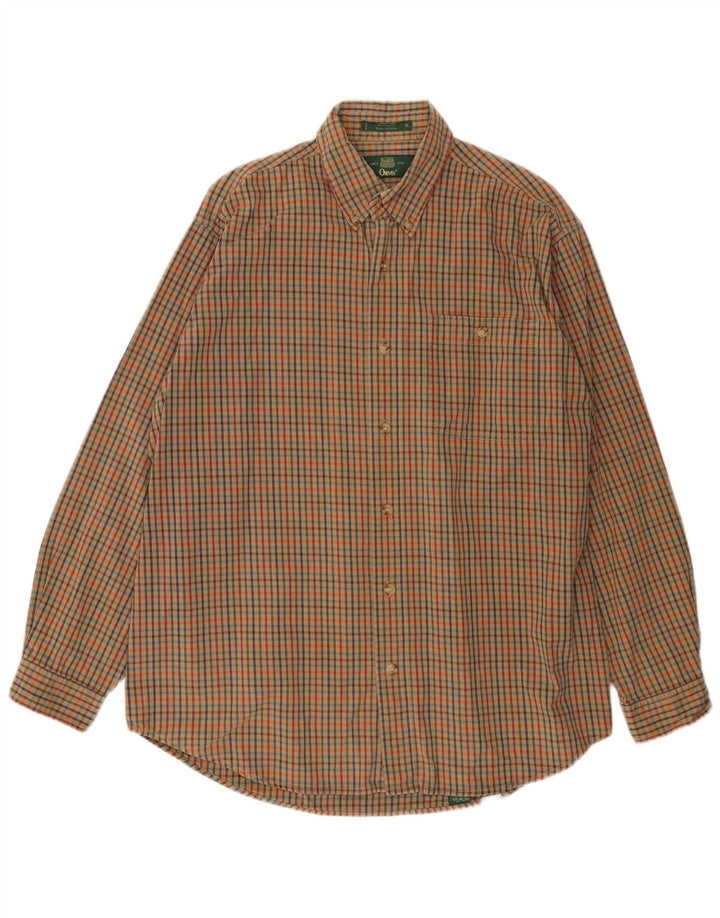 Camisa masculina Orvis médio cáqui algodão guingão