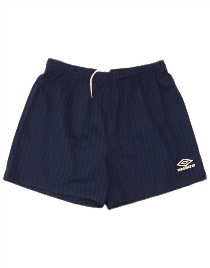 Shorts esportivos masculinos da Umbro, poliéster listrado azul marinho médio