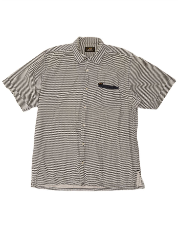 Lee Camisa masculina de manga curta média azul marinho geométrica