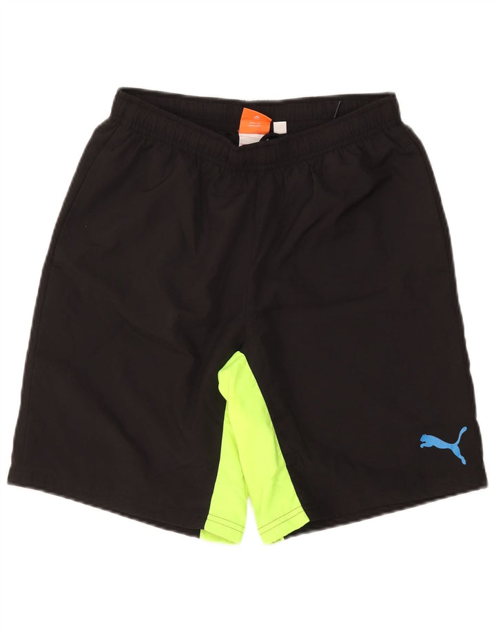 Shorts esportivos masculinos Puma pequenos esportivos de poliéster colorblock preto