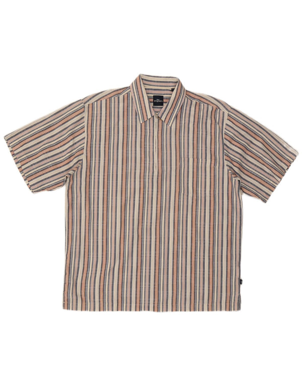 Engbers Camisa masculina de manga curta grande algodão listrado multicolorido