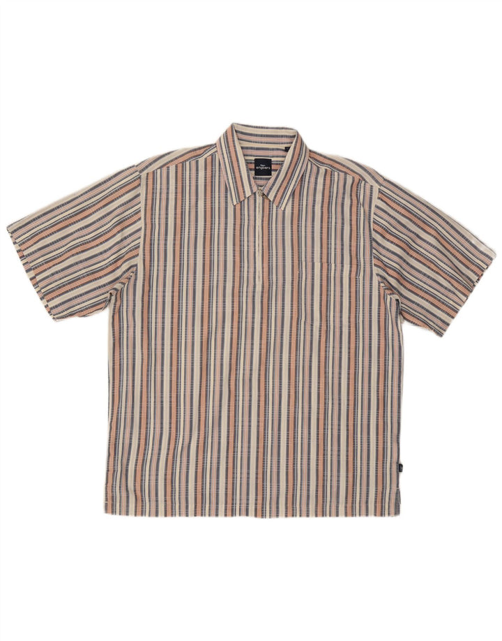 Engbers Camisa masculina de manga curta grande algodão listrado multicolorido