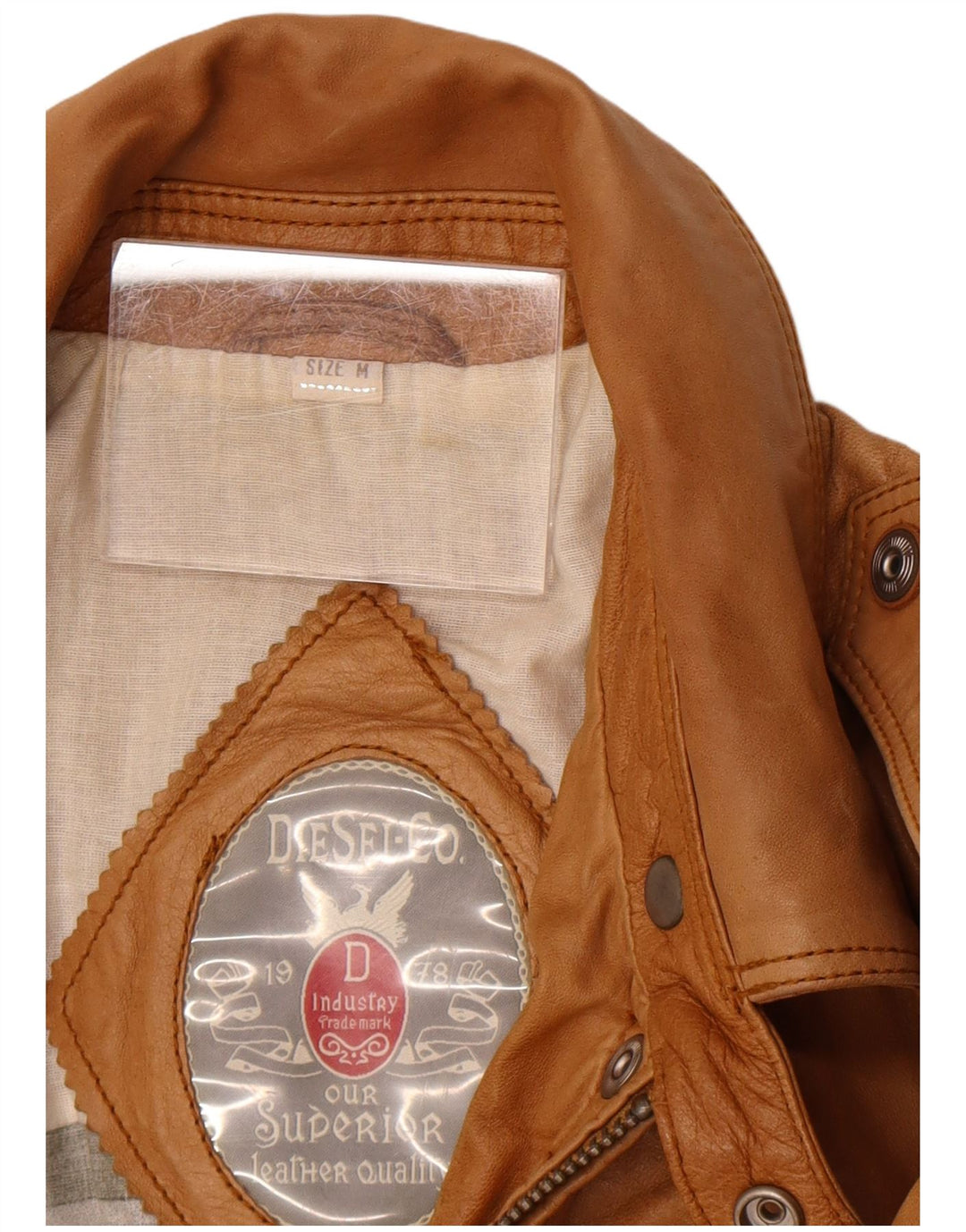 Jaqueta de couro masculina Diesel UK 38 couro bege médio