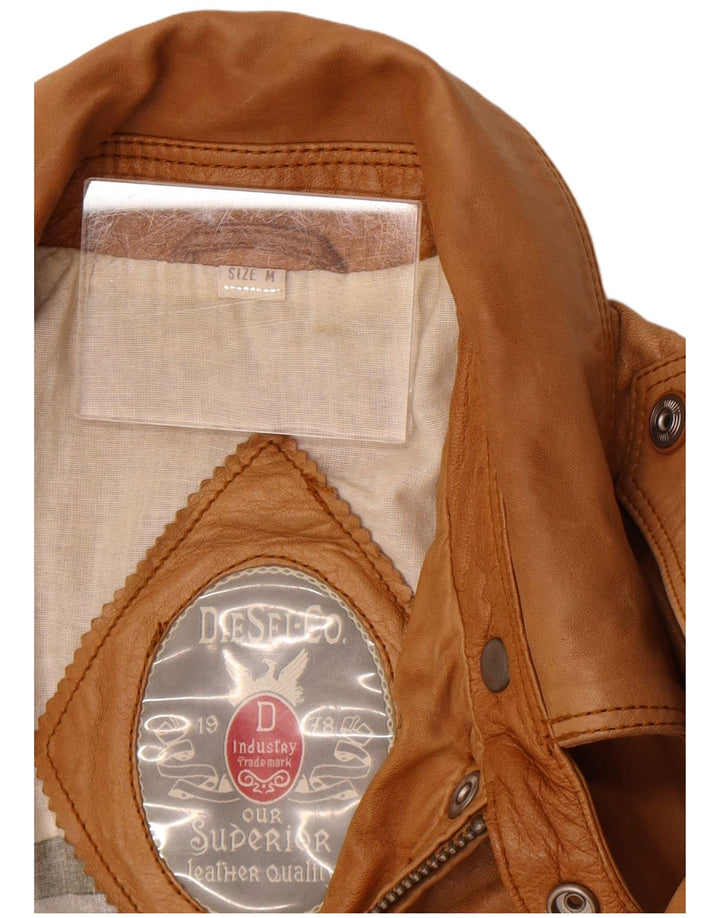 Jaqueta de couro masculina Diesel UK 38 couro bege médio