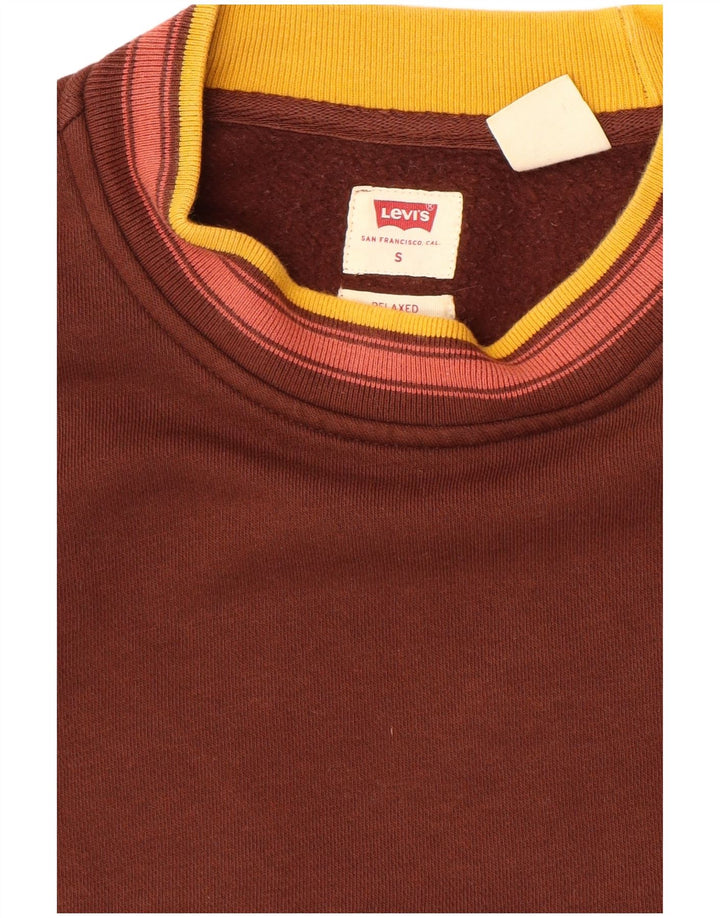 Moletom masculino relaxado Levi's Jumper pequeno algodão colorblock marrom