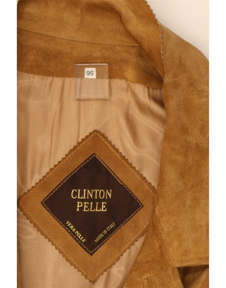 Jaqueta blazer masculina vintage de camurça com 4 botões IT 56 3XL bege