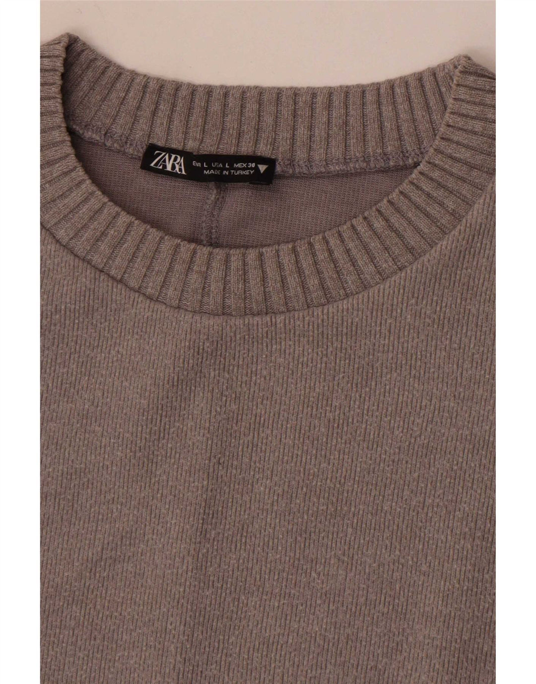 Zara Suéter feminino oversized com gola redonda Reino Unido 14 grande cinza