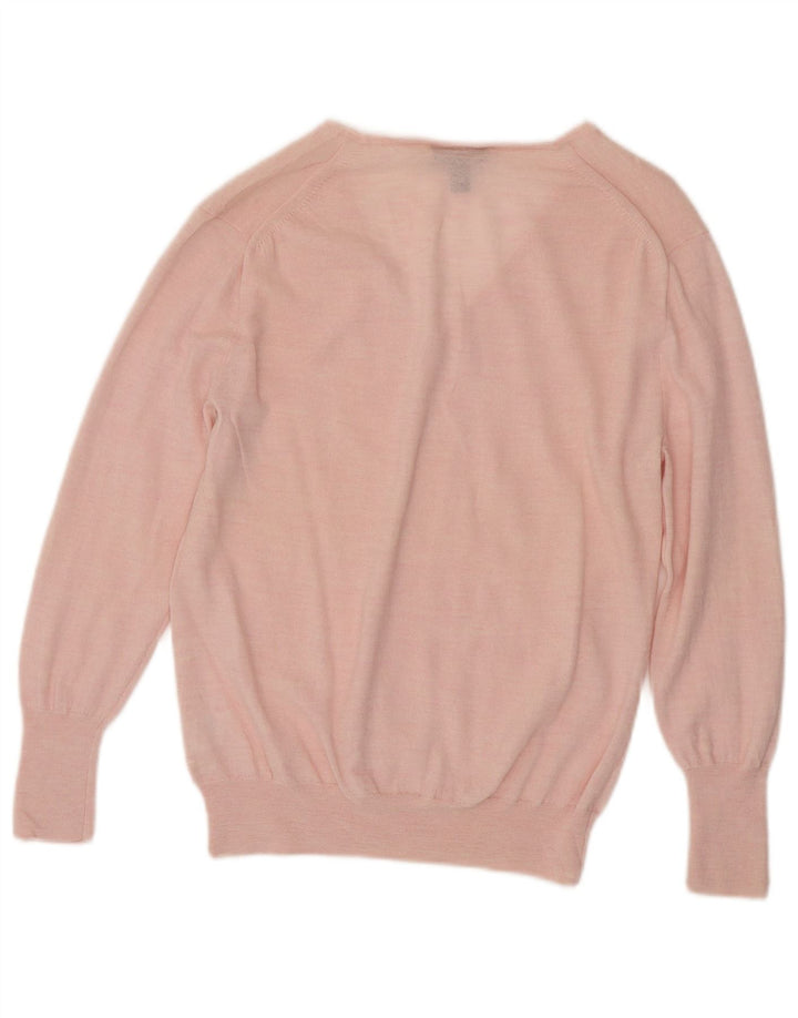Suéter feminino J. Crew com decote em V Reino Unido 14 grande rosa