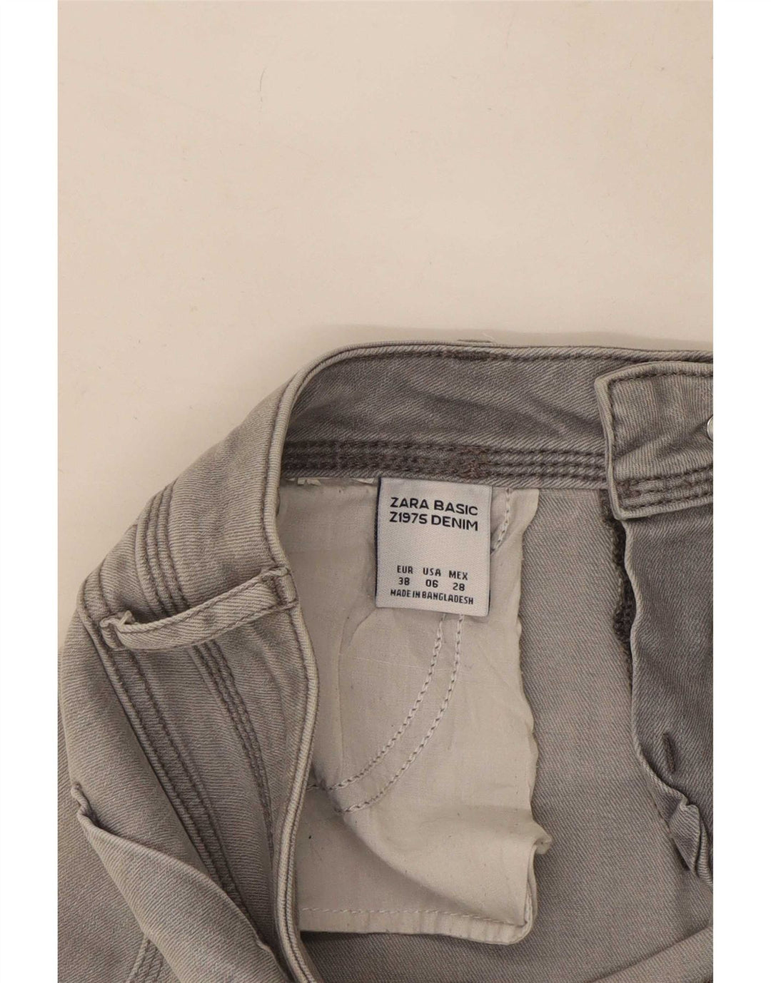 Calça jeans feminina Zara EU 38 pequena W28 L24 cinza