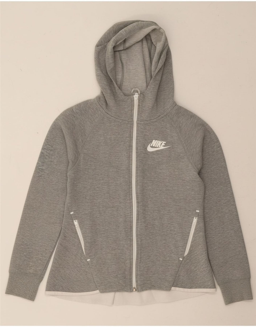 Suéter feminino Nike com capuz e zíper UK 10 pequeno algodão cinza