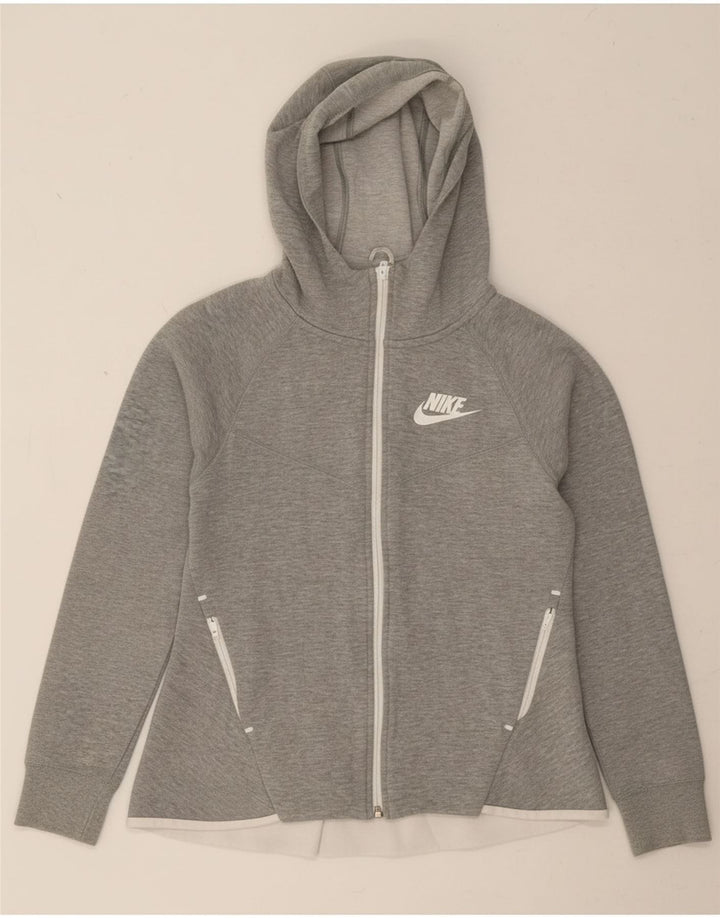 Suéter feminino Nike com capuz e zíper UK 10 pequeno algodão cinza