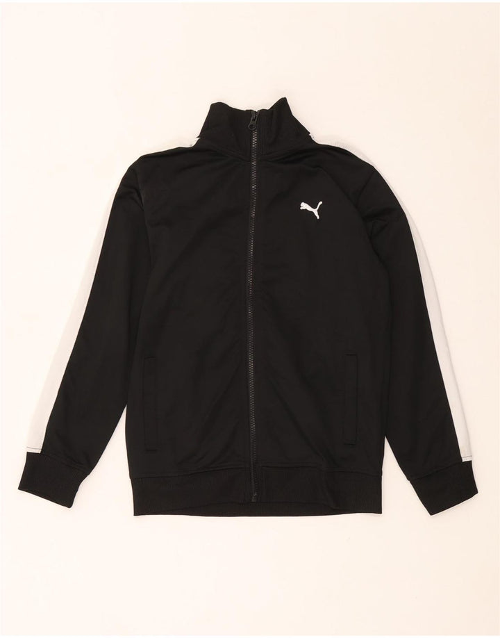 PUMA Boys Tracksuit Top Jacket 7-8 anos pequeno preto colorblock poliéster