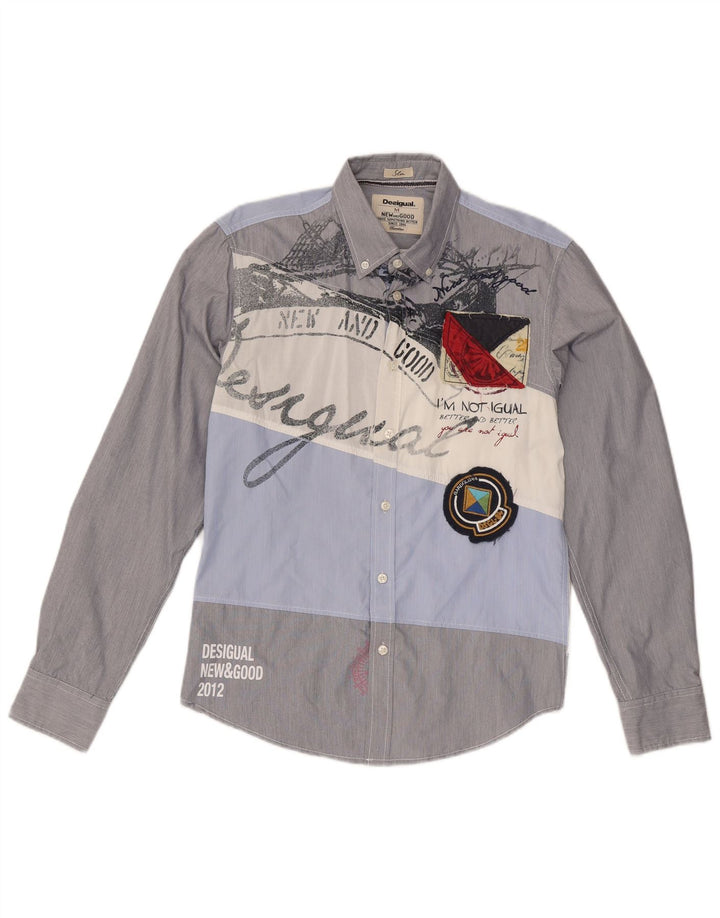 Camisa masculina Desigual Graphic Slim Fit média multicolorida Colourblock