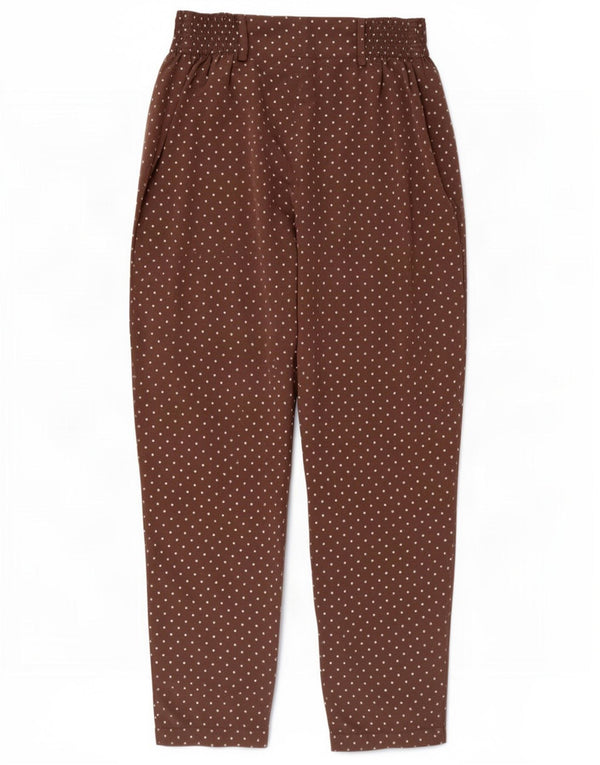 Calça feminina vintage cintura alta IT 42 médio W28 L28 marrom manchado