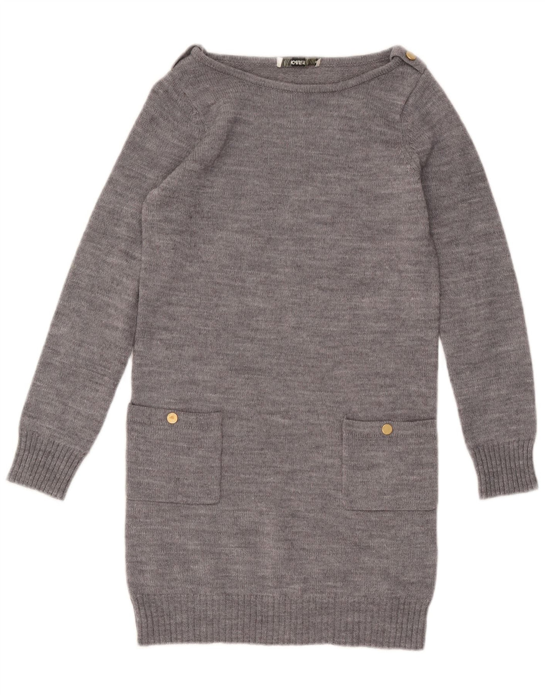 Vestido jumper feminino Oasis Reino Unido 10 pequeno lã manchada cinza