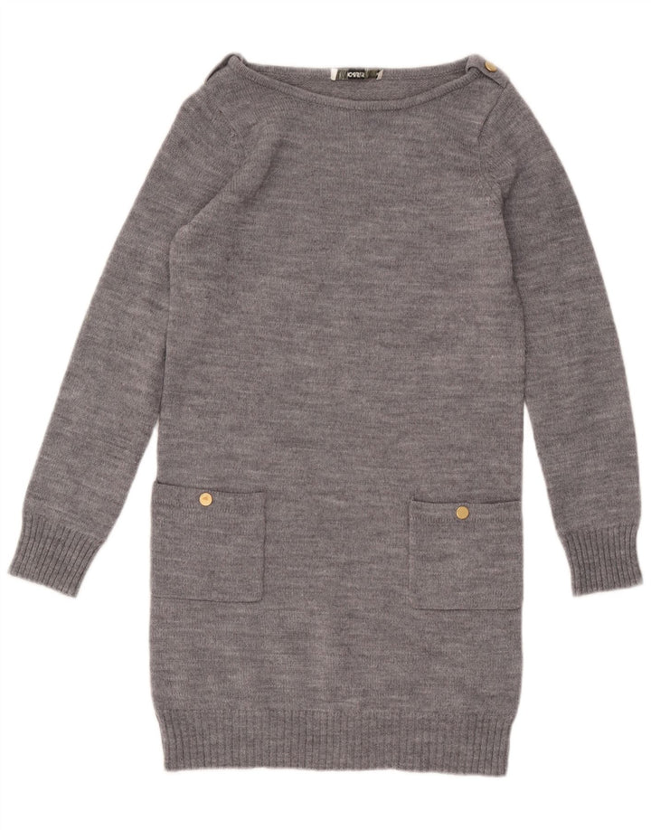 Vestido jumper feminino Oasis Reino Unido 10 pequeno lã manchada cinza