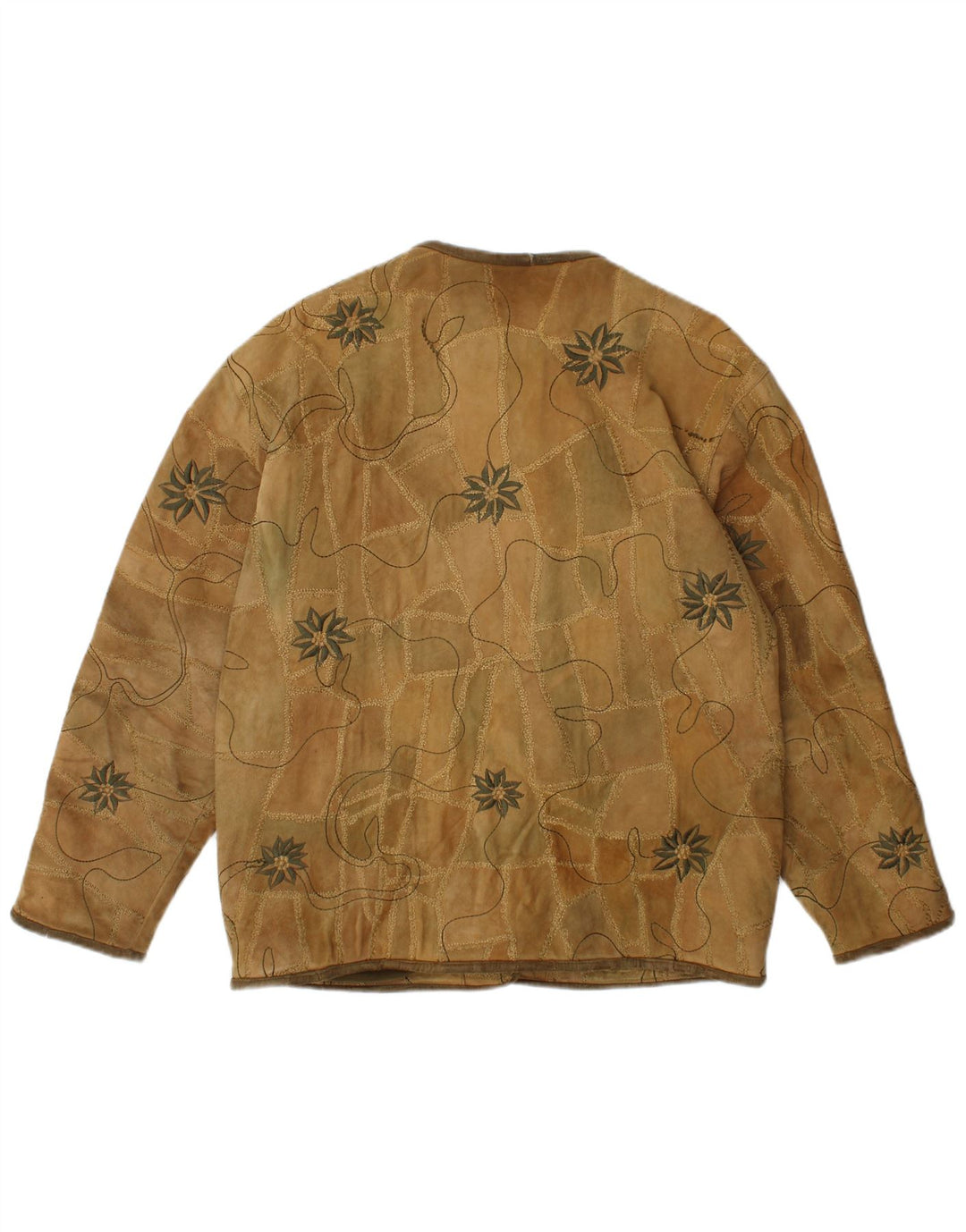 Jaqueta blazer feminina vintage de camurça com 5 botões UE 40 marrom médio floral