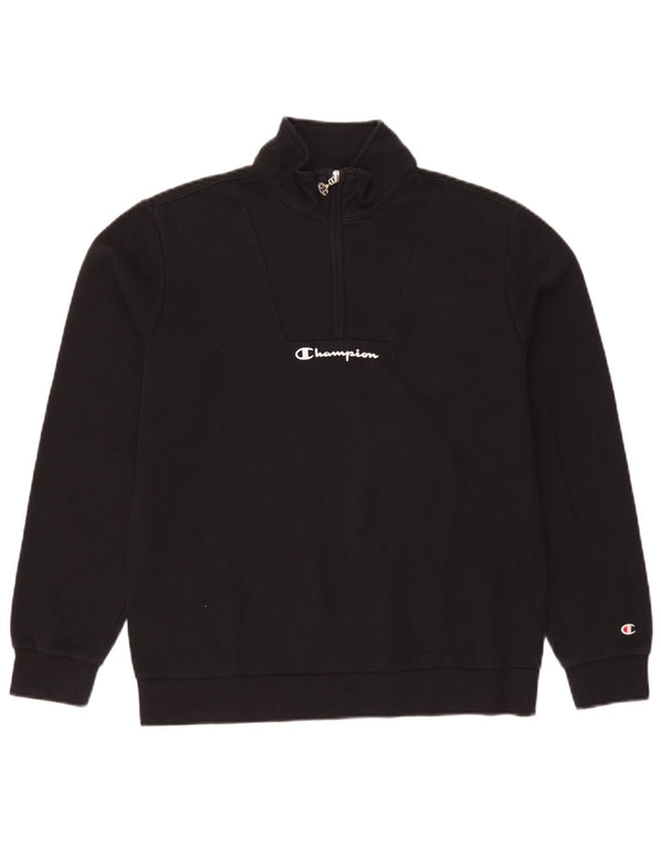 Moletom Champion Boys com zíper e gola 15-16 anos 2XL algodão preto