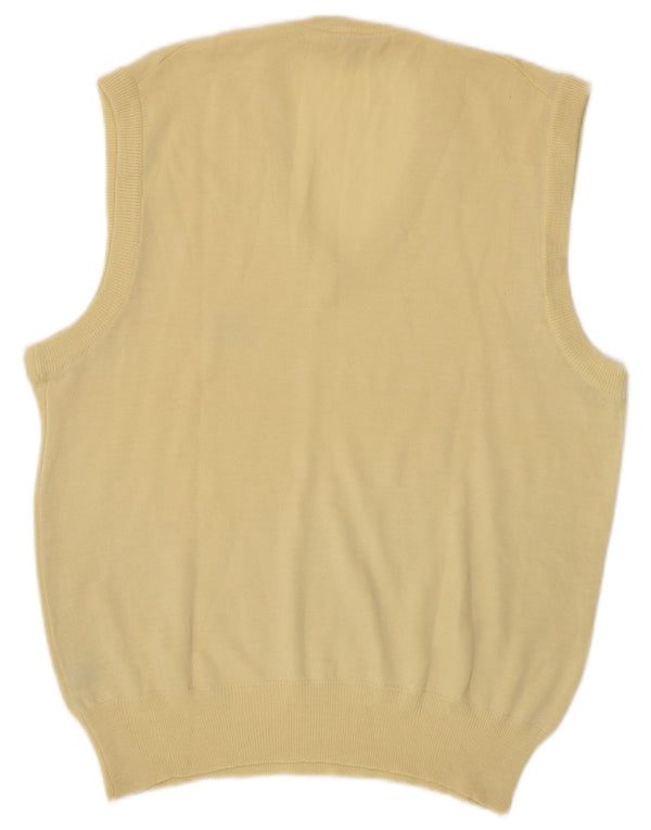 Fila Mens Vest Tank Top IT 48 Lã Virgem Amarela Média