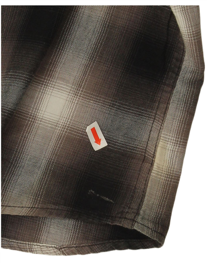 Wrangler Camisa masculina slim grande de algodão xadrez preto