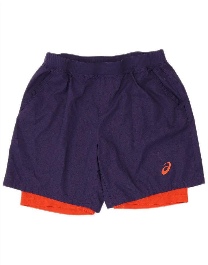 Shorts esportivos masculinos Asics XL azul marinho Colourblock poliéster