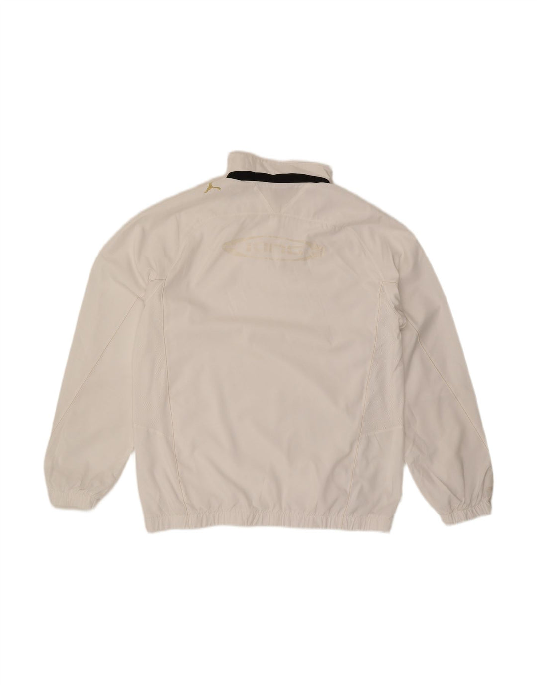 PUMA Mens Graphic Zip Neck Pulôver Treino Top Médio Branco