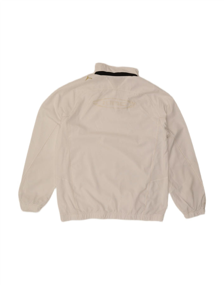 PUMA Mens Graphic Zip Neck Pulôver Treino Top Médio Branco