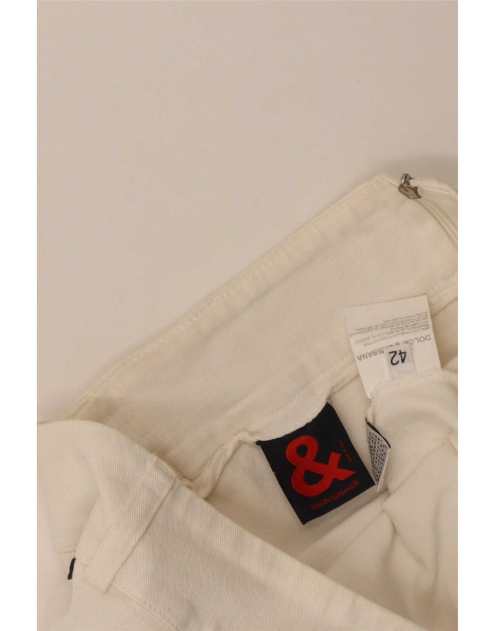 Saia reta feminina Dolce & Gabbana IT 42 médio W30 algodão branco