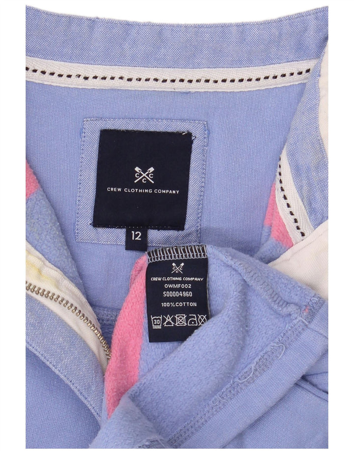 Suéter feminino Crew Clothing com gola e zíper UK 12 listrado azul médio