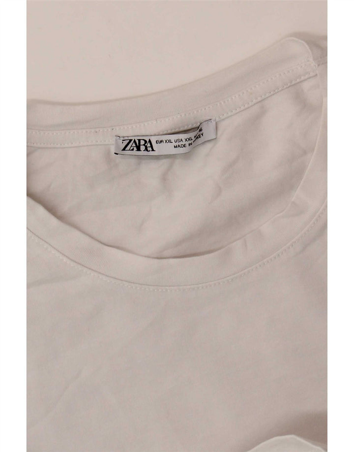 Camiseta masculina Zara Top 2XL algodão branco