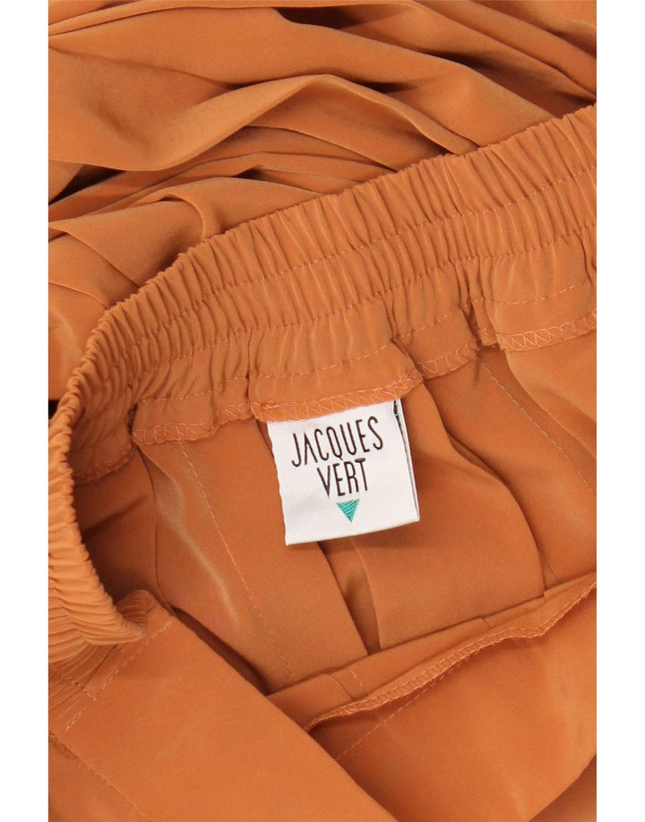 Saia plissada feminina Jacques Vert UK 16 grande W34 poliéster marrom