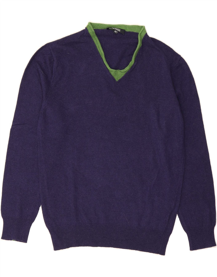 TRUSSARDI Mens Action V-Neck Jumper Sweater IT 48 Medium Purple Vintage Trussardi and Second-Hand Trussardi from Messina Hembry 