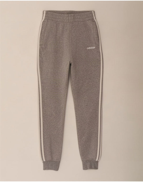 Calça de treino feminina Adidas Joggers UK 4/6 XS cinza manchado de algodão