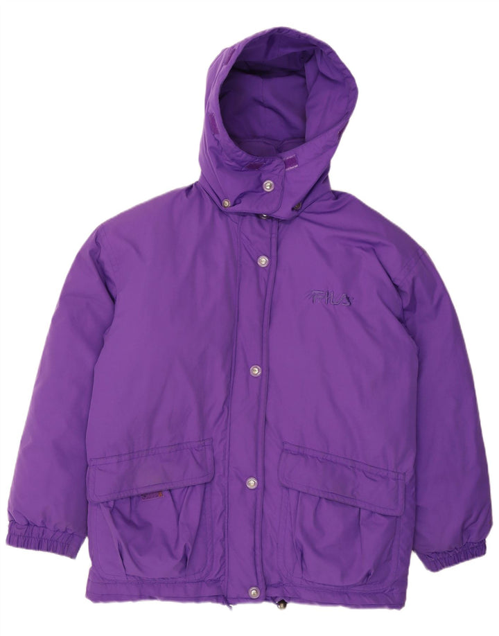 Jaqueta feminina Fila com capuz oversized acolchoada IT 44 médio roxo poliéster