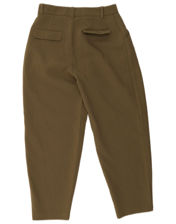 Calça feminina Zara cintura alta solta corte XS W24 L24 cáqui