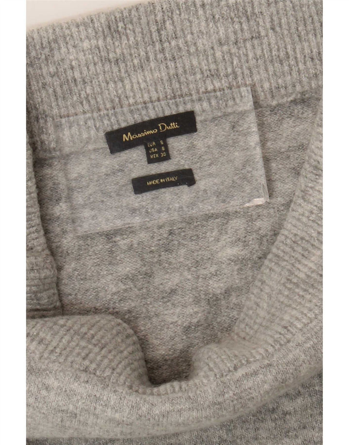 Saia lápis feminina de malha Massimo Dutti pequena W27 cinza colorblock