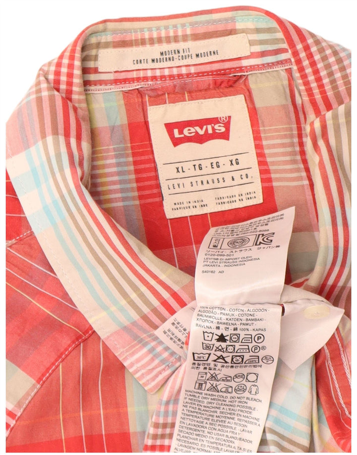 Camisa masculina Levi's Modern Fit manga curta XL vermelho xadrez algodão