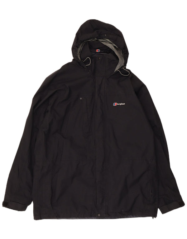 Jaqueta de chuva masculina Berghaus com capuz UK 42 XL preto nylon