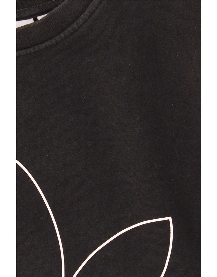 Adidas Mens Graphic Moletom Jumper Pequeno Algodão Preto