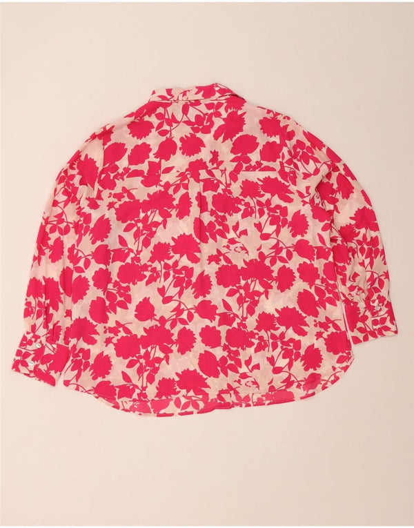 Blusa feminina Marks & Spencer grande tamanho Reino Unido 18 XL rosa floral