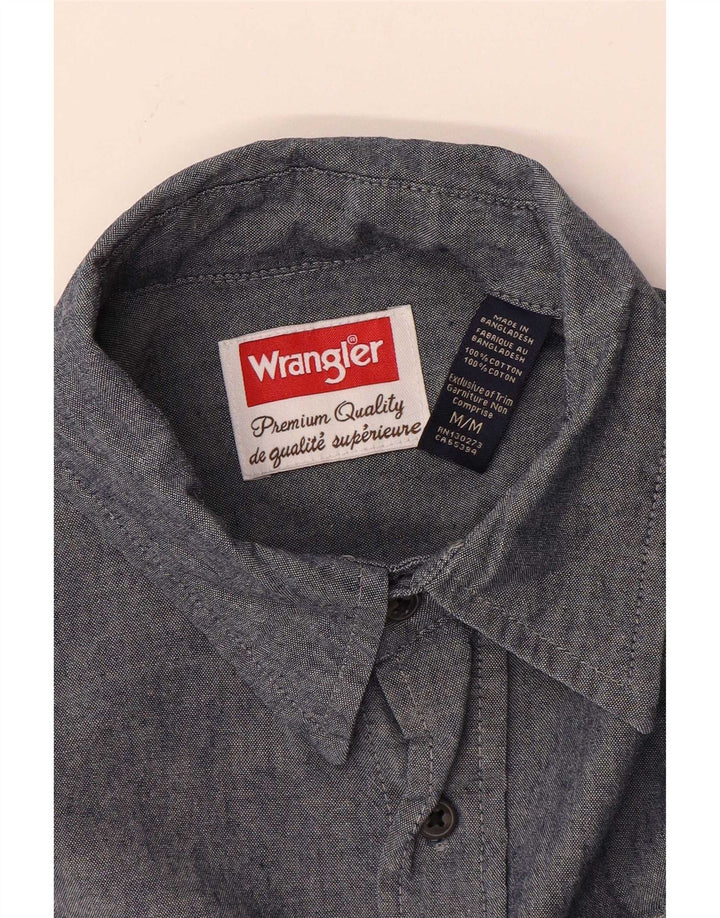 Camisa Wrangler masculina de manga curta azul marinho médio algodão