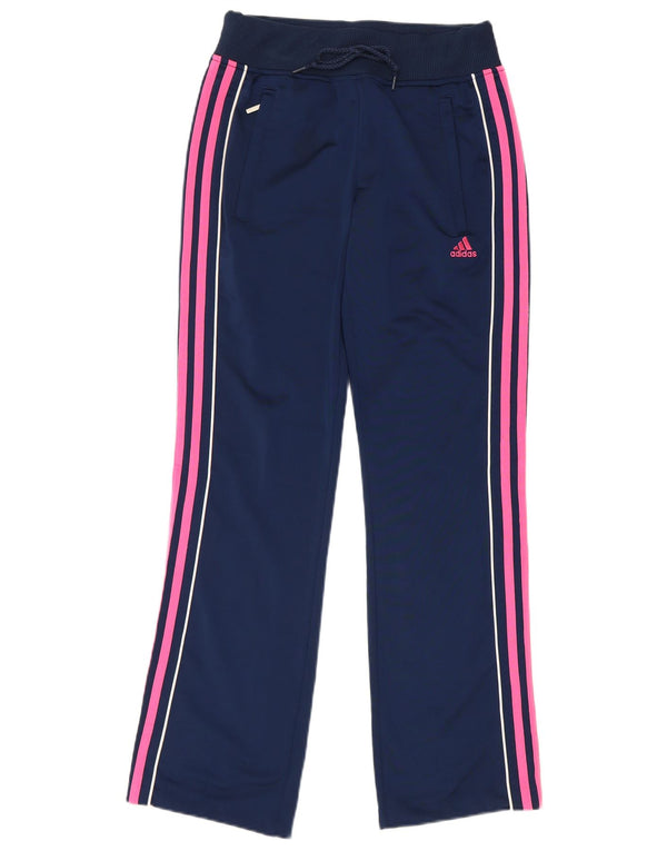 Calça de treino feminina Adidas UK 8 pequena azul marinho poliéster