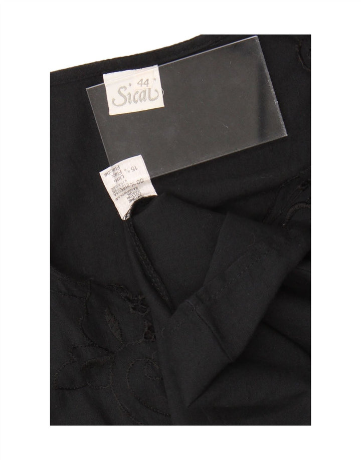 Blusa feminina VINTAGE Top IT 44 algodão floral preto médio