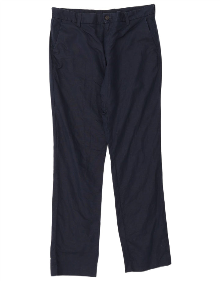 Calça chino reta masculina John Lewis W34 L32 linho azul marinho