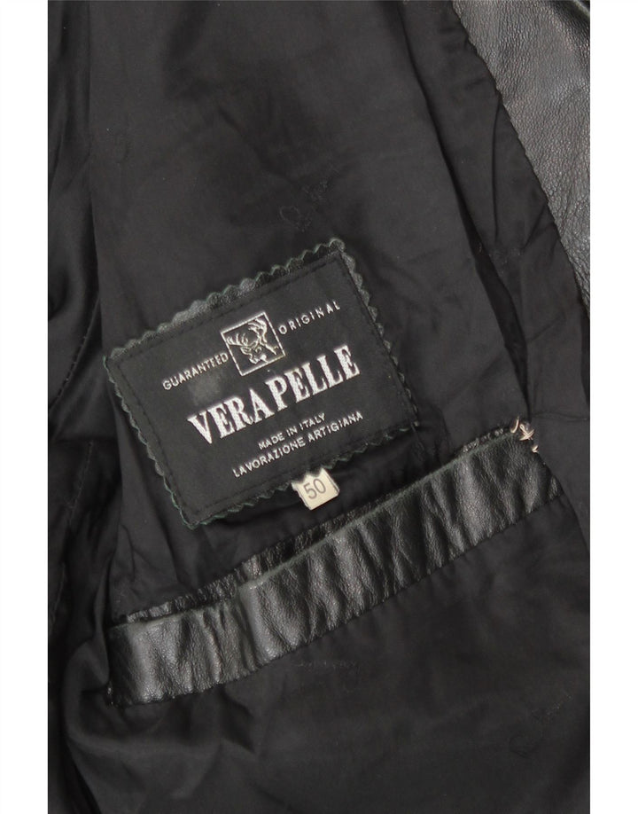 Jaqueta de couro masculina vintage IT 50 grande couro cinza