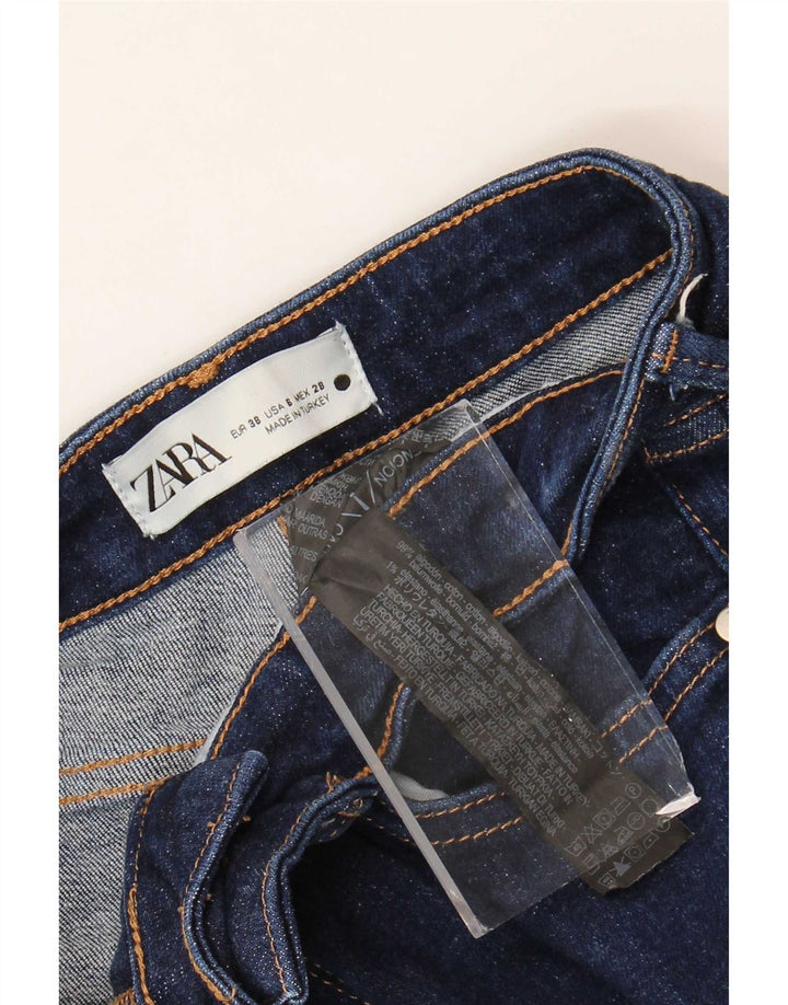 Zara Jeans feminino queimado EU 38 pequeno W28 L33 azul algodão