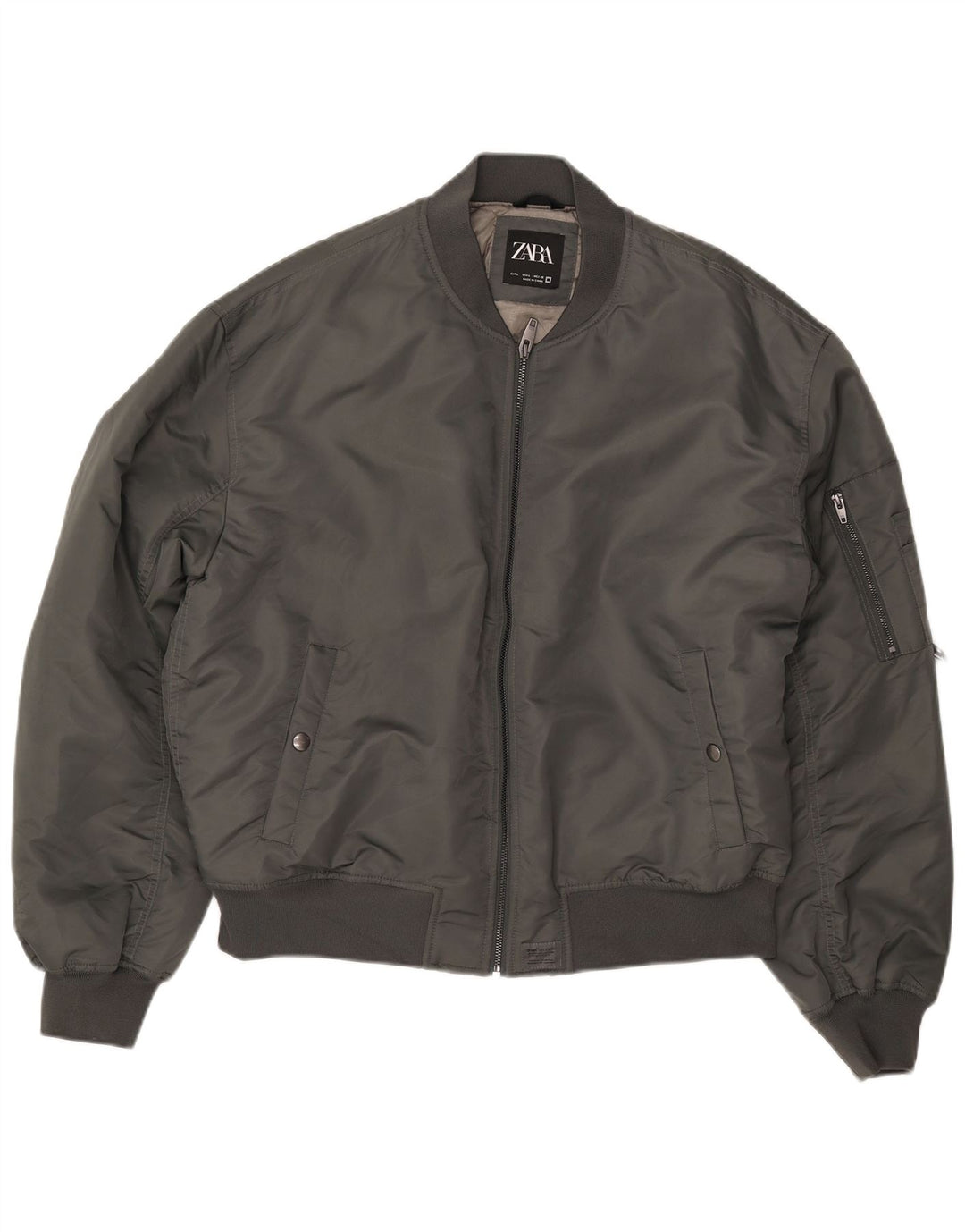 Jaqueta bomber masculina ZARA UK 40 poliéster cinza grande