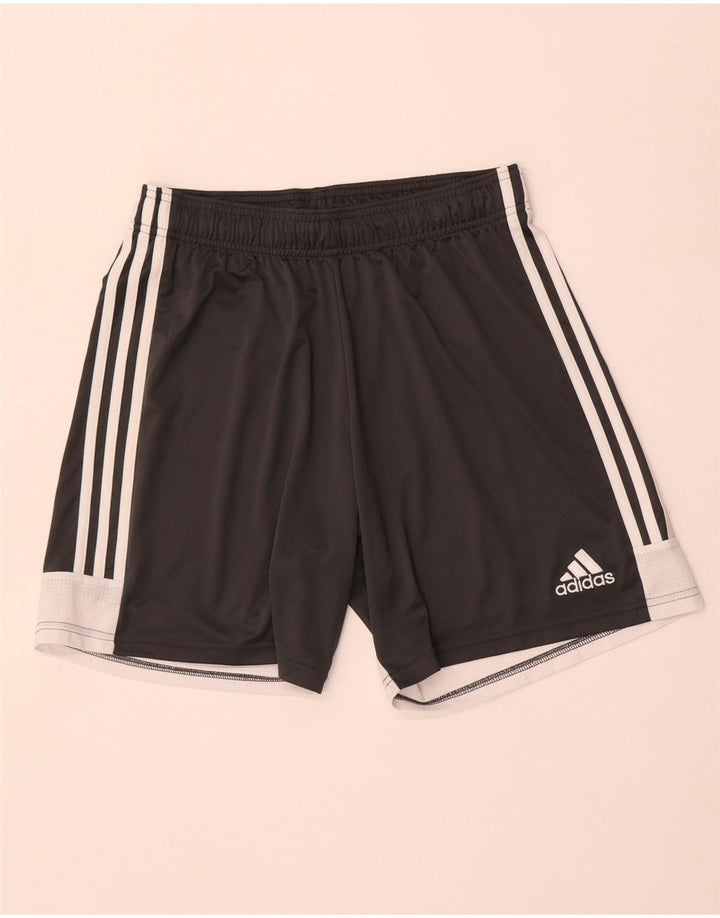 Shorts esportivos masculinos Adidas médio cinza colorblock poliéster