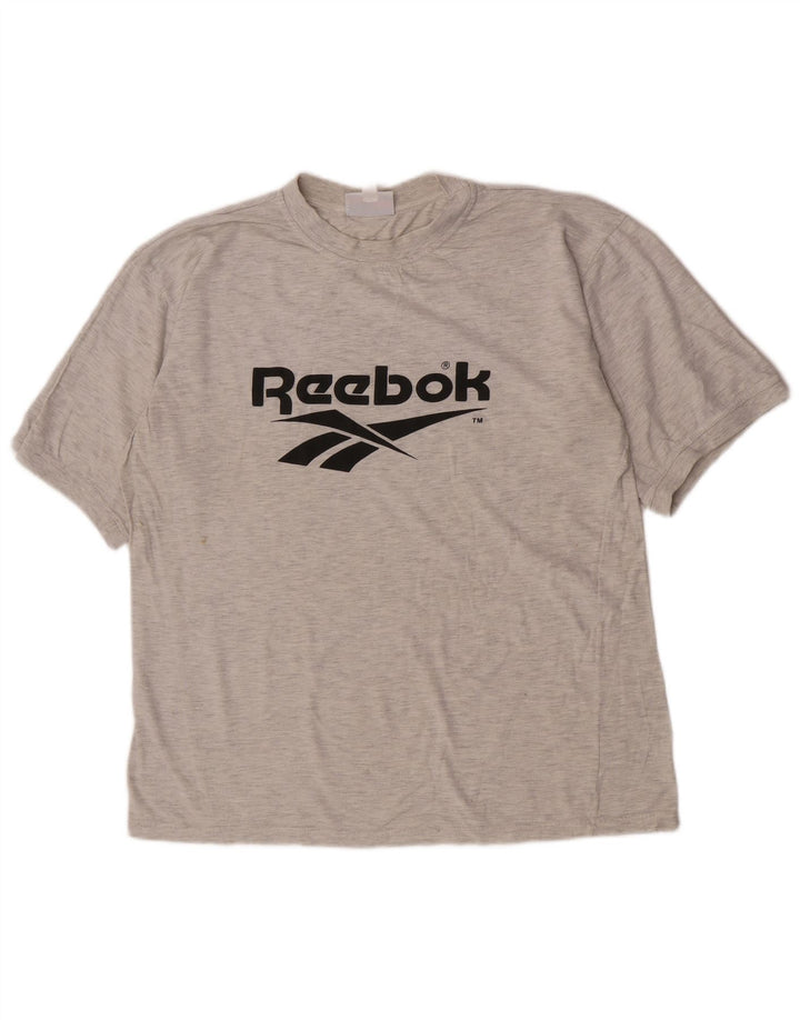 Camiseta masculina Reebok Graphic Top cinza médio algodão manchado