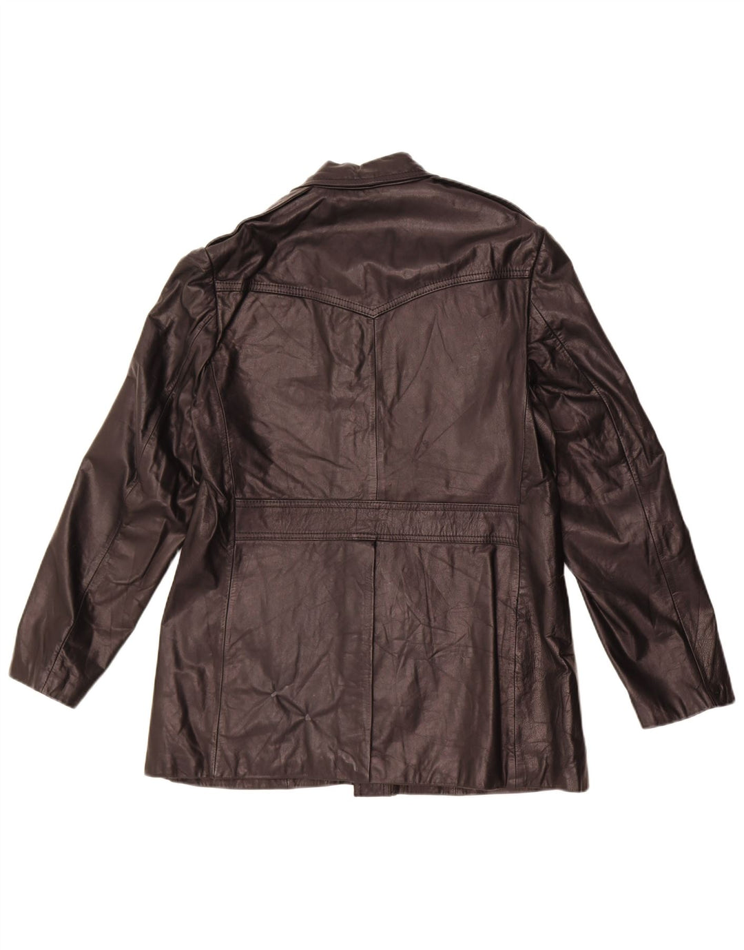 Jaqueta de couro feminina vintage IT 42 couro preto médio